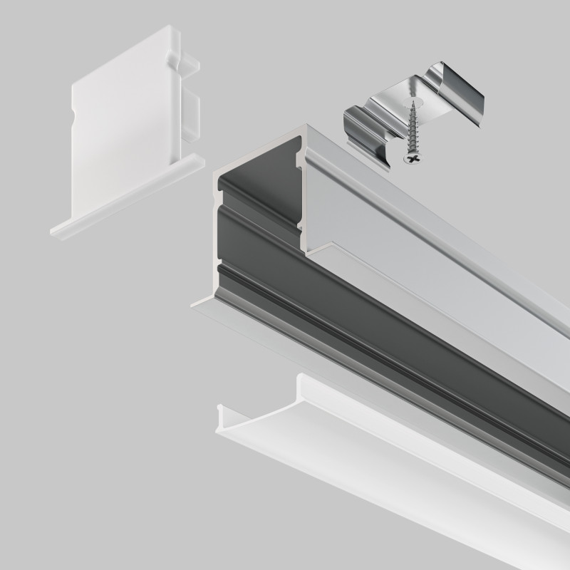 Алюминиевый профиль  Встраиваемый 2000*27*20 мм для светодиодной ленты Maytoni Led strip Серебро ALM-2720-S-2M