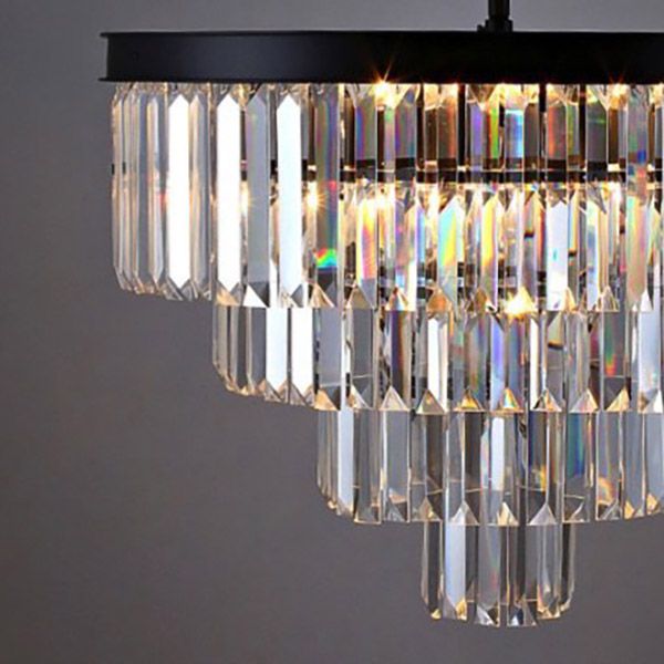 Подвесная люстра RH 1920s Odeon Clear Glass Fringe Chandelier D110 110*11*90 см, 33*E14*40W, ImperiumLoft 40.292, Чёрный