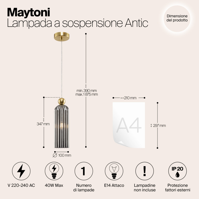 Светильник 10 см, Maytoni Antic MOD302PL-01GR, латунь