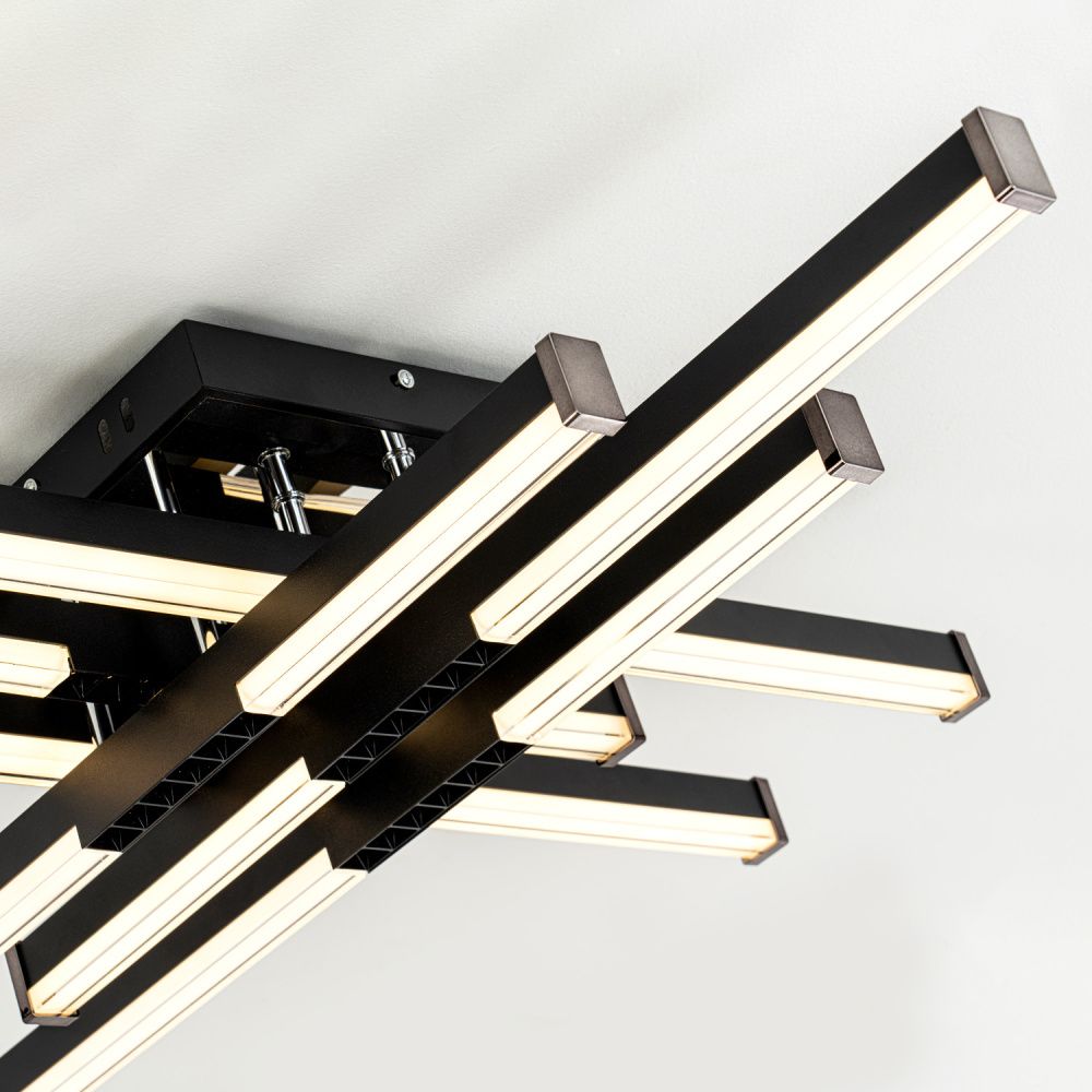 Светильник 77*77*13 см, LED*80W, 3000-6000K, Modelux  MDL.9376.700CL BK, Чёрный, Хром