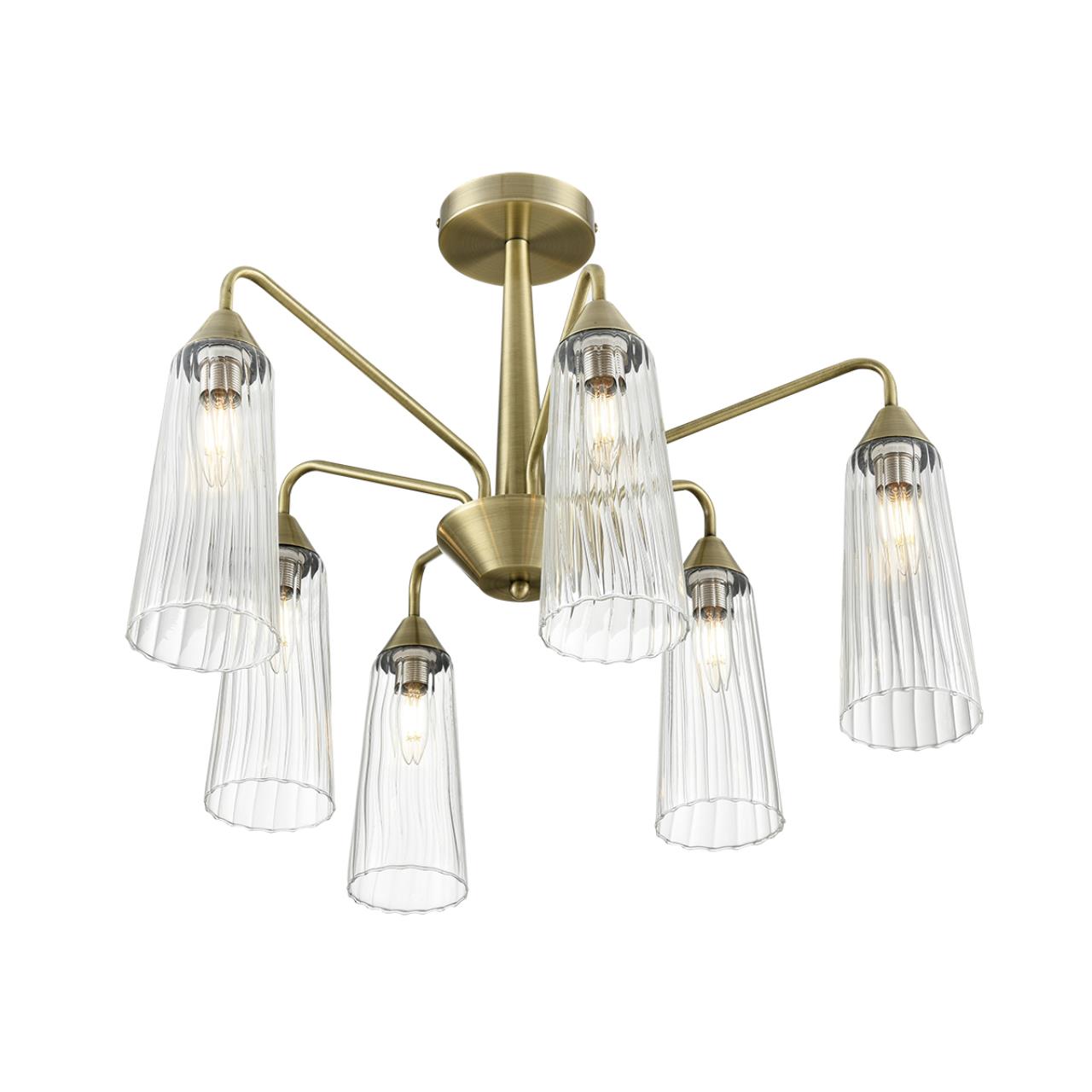 Люстра потолочная 64*45 см, 6*E14 Lumion DOLIANA 6584/6C бронза, прозрачный