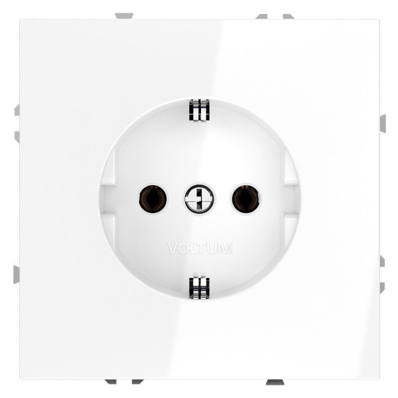 Розетка встраиваемая Voltum S70 с заземлением 16А, белый  пластик  VLS040101