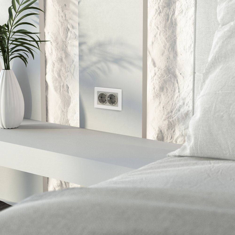 W1272004 Розетка двойная с заземлением, дымчатый Werkel, 4690389213960