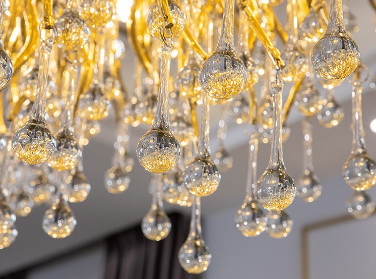 Светильник подвесной ElegantLight DZN-8197 GOLD/ЗОЛОТО D1200*600/H2000/12/G9/35W RAIN 22-07