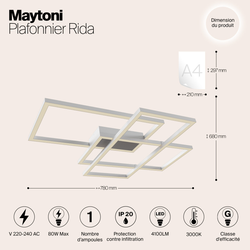 Потолочный светодиодный светильник Maytoni Line MOD015CL-L80W, белый