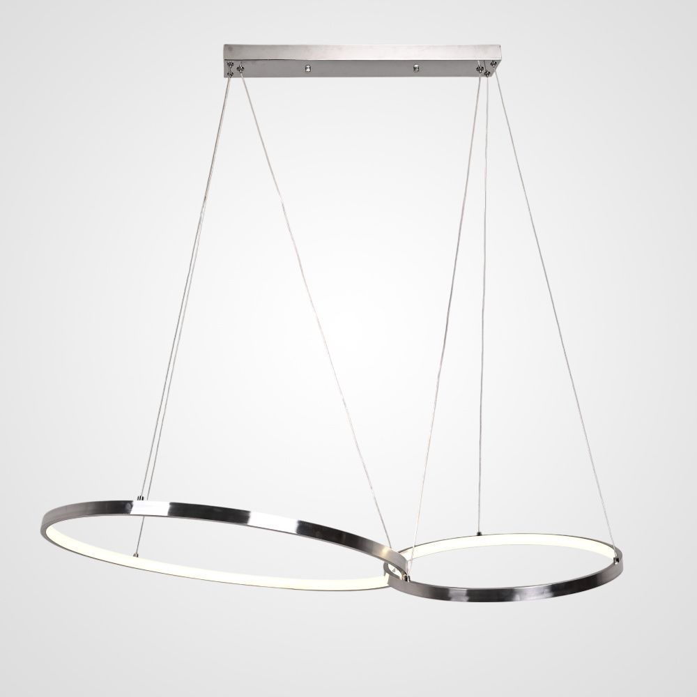 Подвесная люстра ZENDA D60+D40 100*60*4 см, 2*LED*15, 20W, 3000, 4000, 6000K, ImperiumLoft zenda01, Серебристый