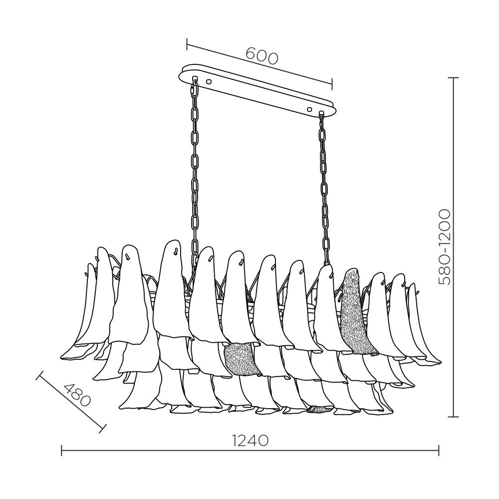 Подвесная люстра 48*124*58/120 см, 16*Е14 MODELUX premium ML.6777.16P GD золото