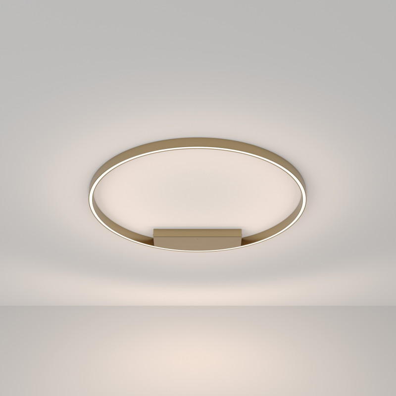 Накладной светильник 80*80*3,5 см, LED, 51W, 2600К-3500К, Maytoni Rim MOD058CL-L50BSK латунный