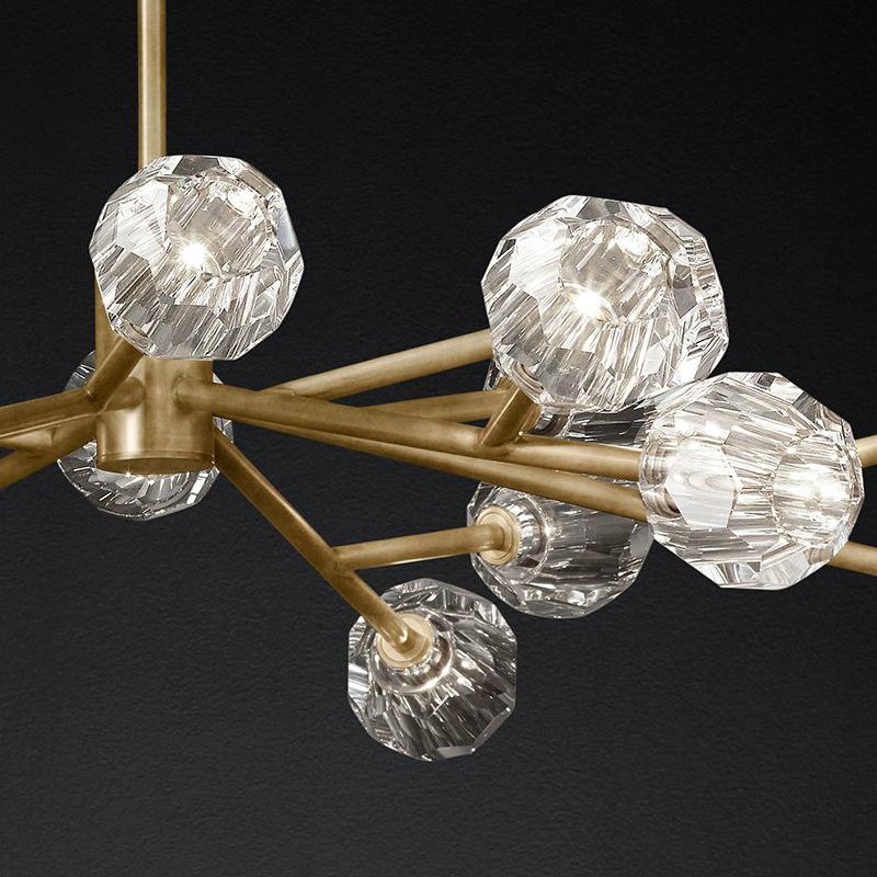 Люстра на штанге Boule De Cristal Round Chandelier 18 120*120*30 см, 18*G9*40W, ImperiumLoft 40.1218, Латунь