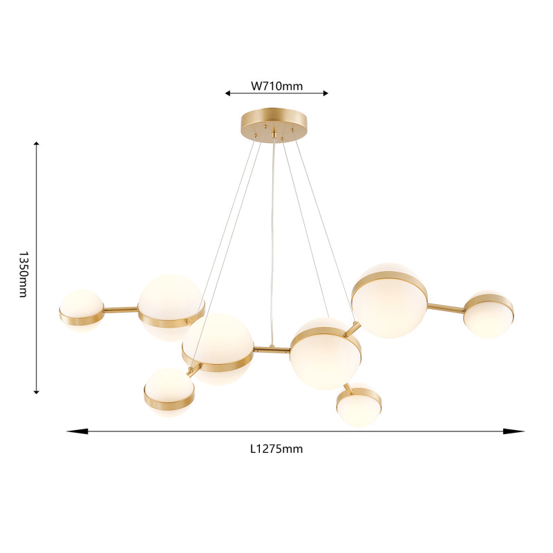 Подвесная люстра 127,5*40*135 см, 8*LED, 60W, 4000К, Favourite Asterismo 4448-8P золотой