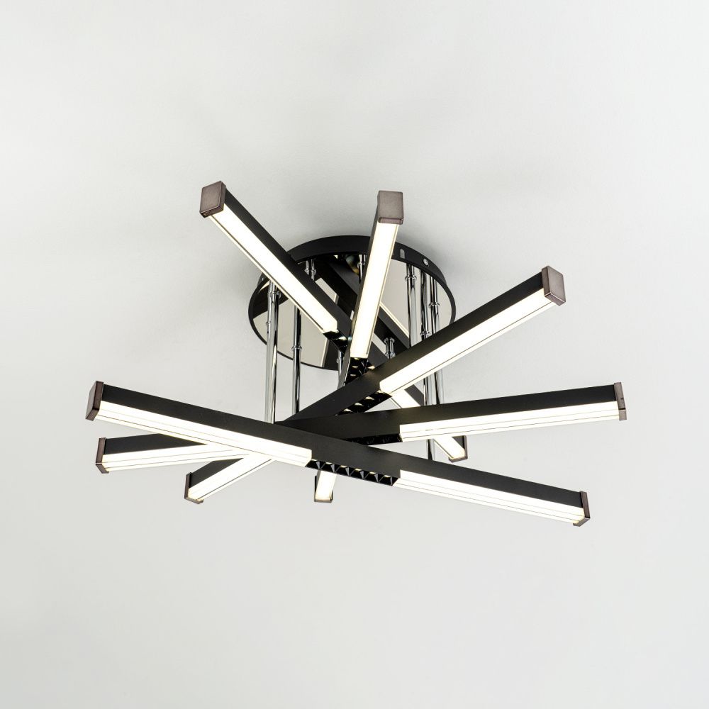 Светильник 60*60*30 см, LED*68W, 3000-6000K, Modelux  MDL.9371.600CL BK, Чёрный, Хром