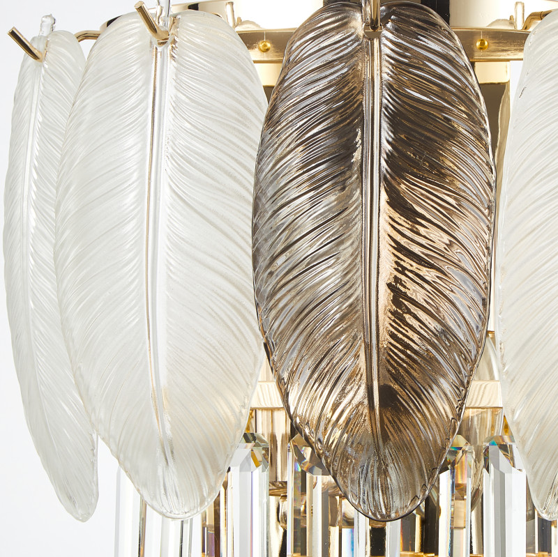 Бра Favourite Dolor 2982-2W, D160*W270*H310, золотой гальваники, декоративные лепестки из белого и серого стекла, хрусталь оригинальной прямоугольной формы высшего качества