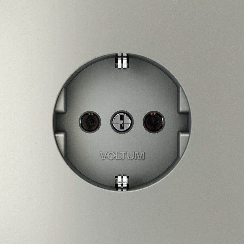 Розетка встраиваемая Voltum S70 с заземлением 16А, сталь пластик Soft touch VLS040105