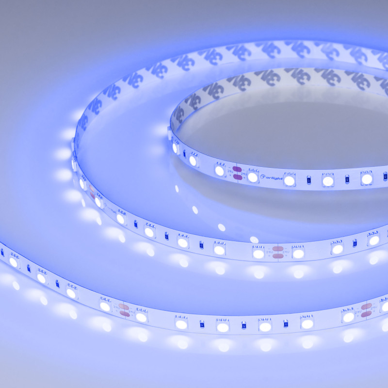 Лента RT-B60-10mm 24V Blue (14.4 W/m, IP20, 5m) (Arlight, Открытый) 008819(3). Цена указана за 5 метров. Продается кратно 5 метрам.
