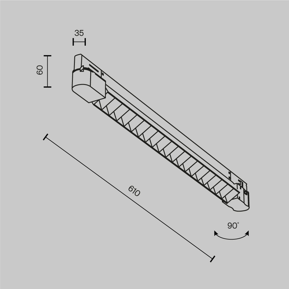 Трековый светильник 61*3,5*-6 см, *LED*20W, 4000K, Maytoni Technical Points TR195-3-20W4K-M-W(N), Белый