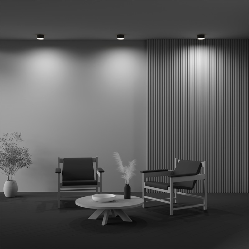Накладной светильник 12*12*6 см,  LED, 12W, 3000К, Maytoni Technical Zon C032CL-12W2.7K-RD-B черный