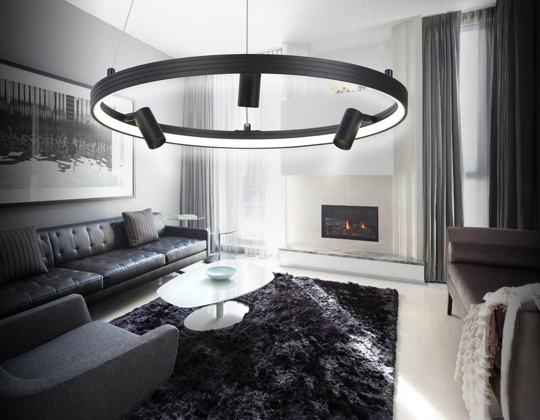 Светильник подвесной 50*6,5*120 см, LED 50W, 3000К, черный Ambrella Comfort LineTech FL5284