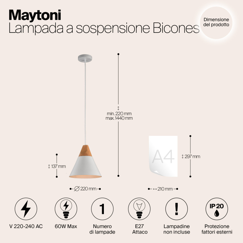 Подвесной светильник Maytoni Bicones P359-PL-01-W