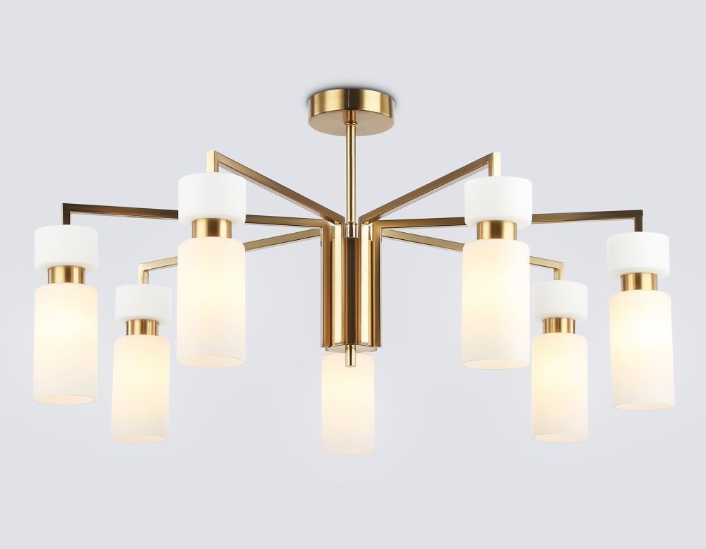 Люстра на штанге **18-35 см, 7*E14*40W, K, Ambrella Light High Light LH56126, латунь