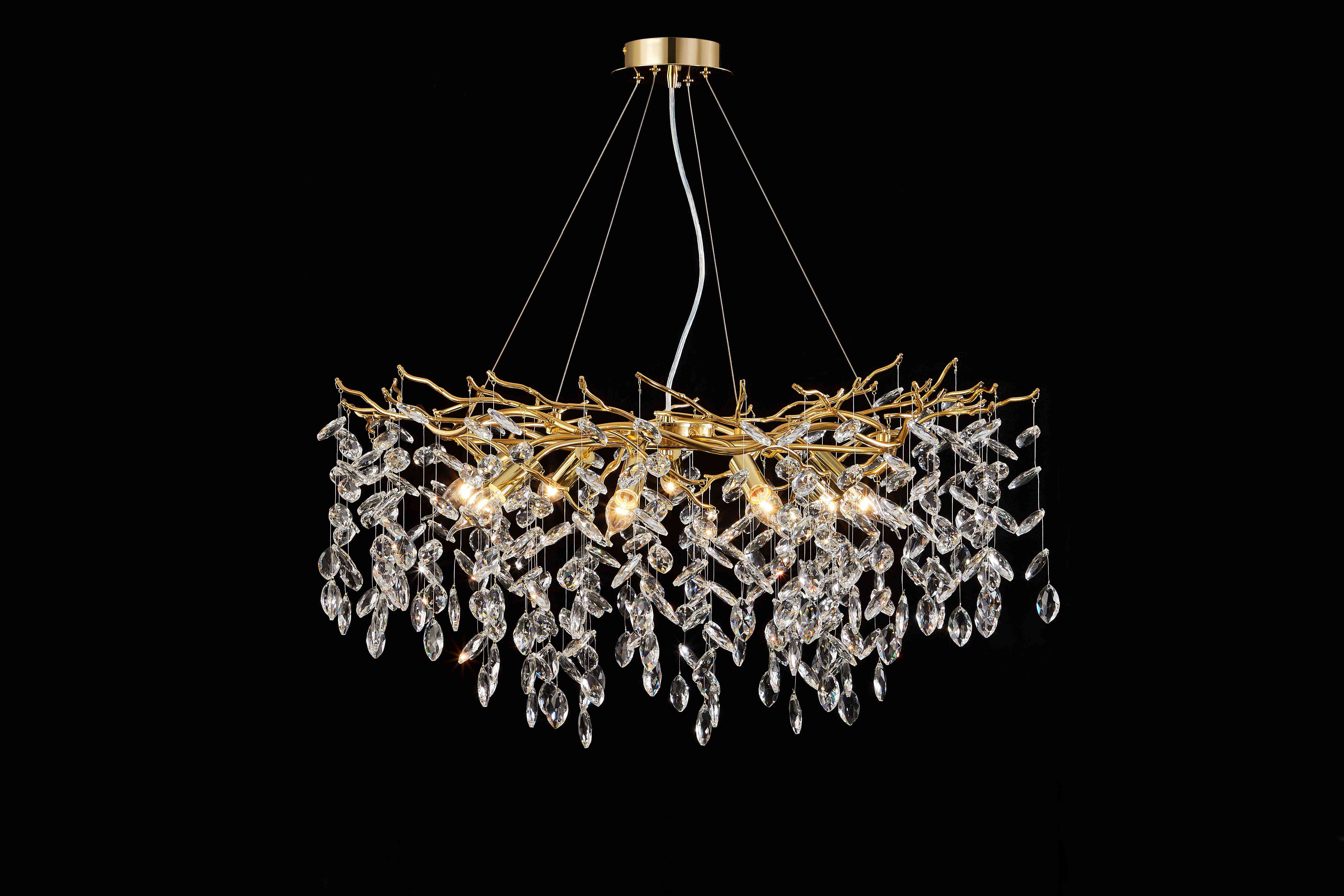 Люстра 800*440, 8*E14, 40W NewRgy Cristallo NW011-ф800*H440 H GOLD, H GOLD