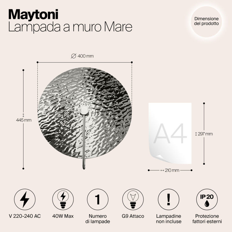 Светильник 45 см, Maytoni Mare MOD305WL-01CH, хром