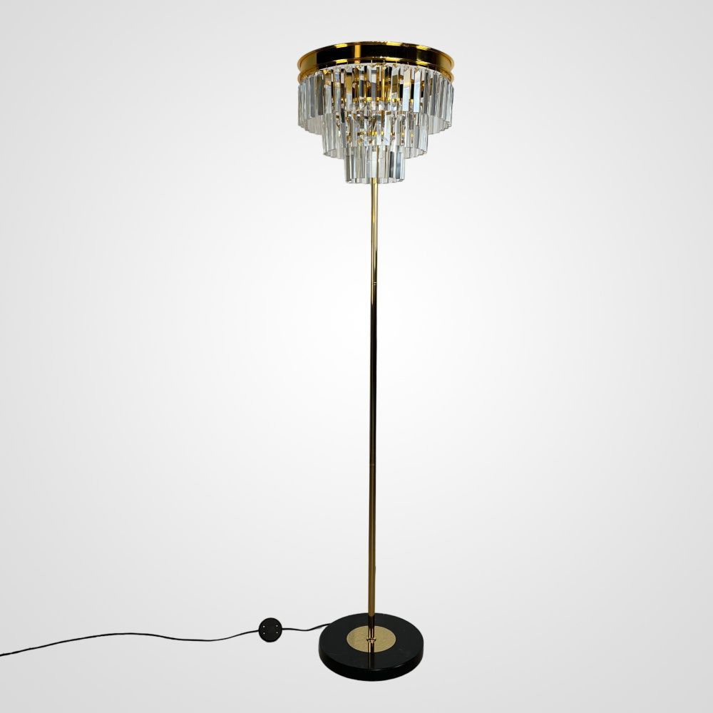 Торшер RH 1920S Odeon Clear Glass Floor Lamp GOLD 50*50*50 см, 4*E14*40W, ImperiumLoft 241415-22, Золотистый, Чёрный