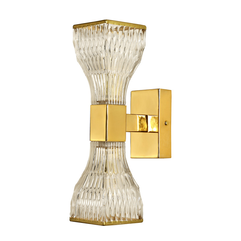 Бра Favourite Parity 2943-2W, D125*W75*H280, каркас золотого цвета, плафоны из прозрачного стекла, по краю плафона нанесена позолота