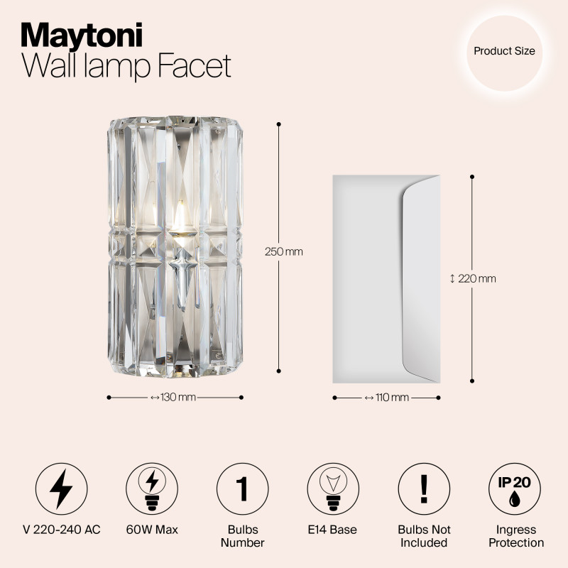 Светильник 25 см, Maytoni Aster MOD094WL-01CH, хром