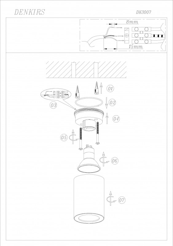 Светильник 6,4*6,4 см, GU10 50W, Denkirs DK3007-WH, белый