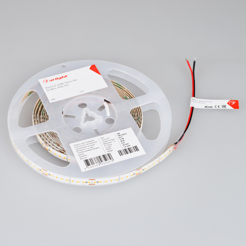 Лента UL-A180-10mm 24V Warm3000 (12 W/m, IP20, 5m) (Arlight, высок.эфф.180 лм/Вт) 044515. Цена указана за 5 метров. Продается кратно 5 метрам.