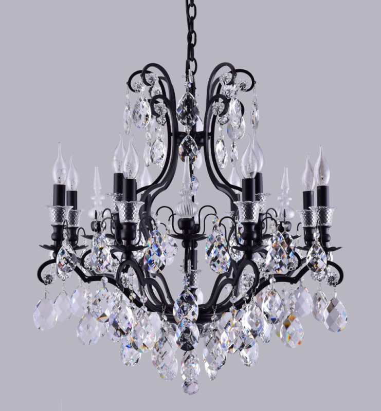 Люстра 70 см, Crystal Lux MAGNIFICO SP13 BLACK/TRANSPARENT Черный