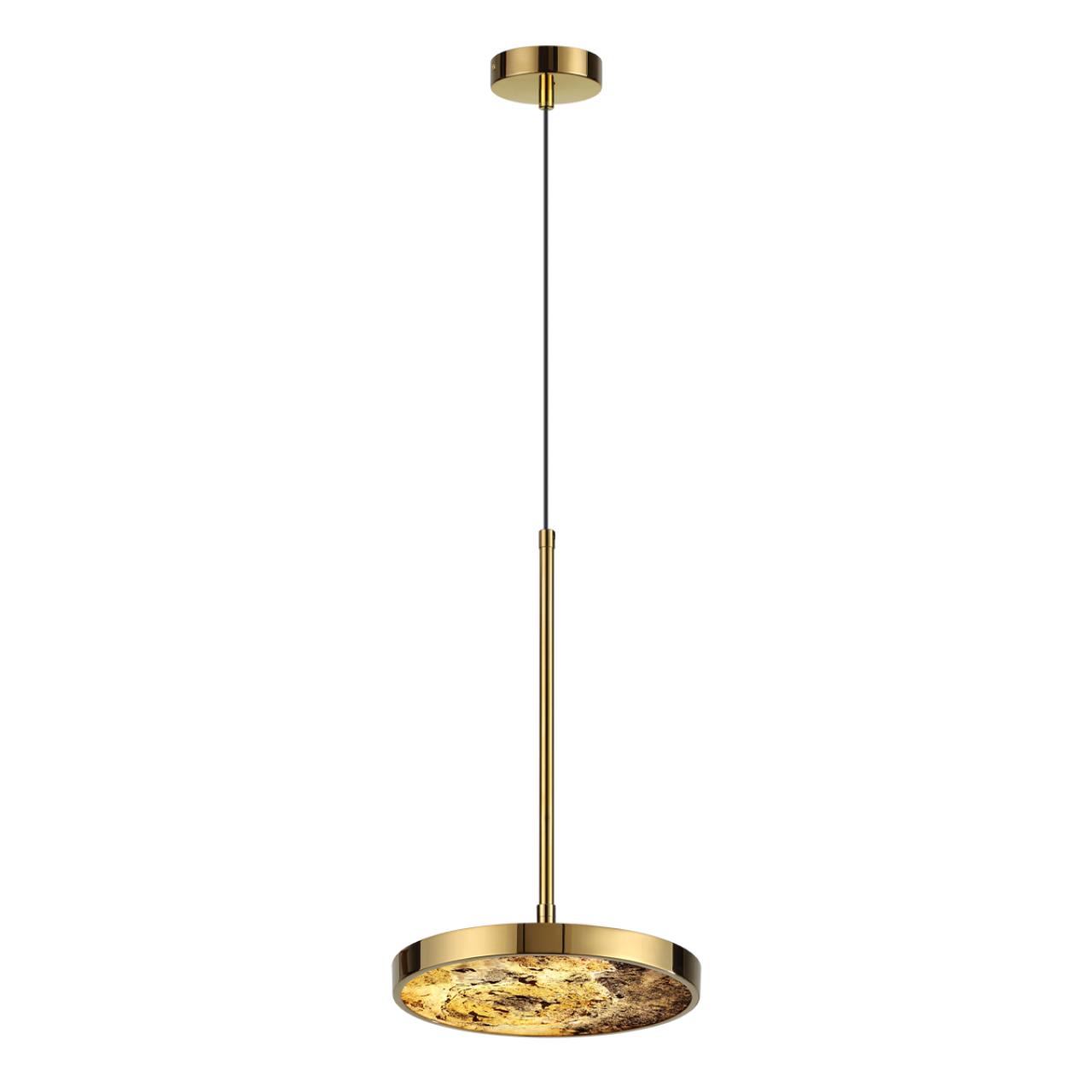 Подвес 23,6*23,6*180 см, LED 1*15W, 3000-4000-6000 К, Odeon Light Bergi 5079/15L, золотой глянцевый/серо-бежевый
