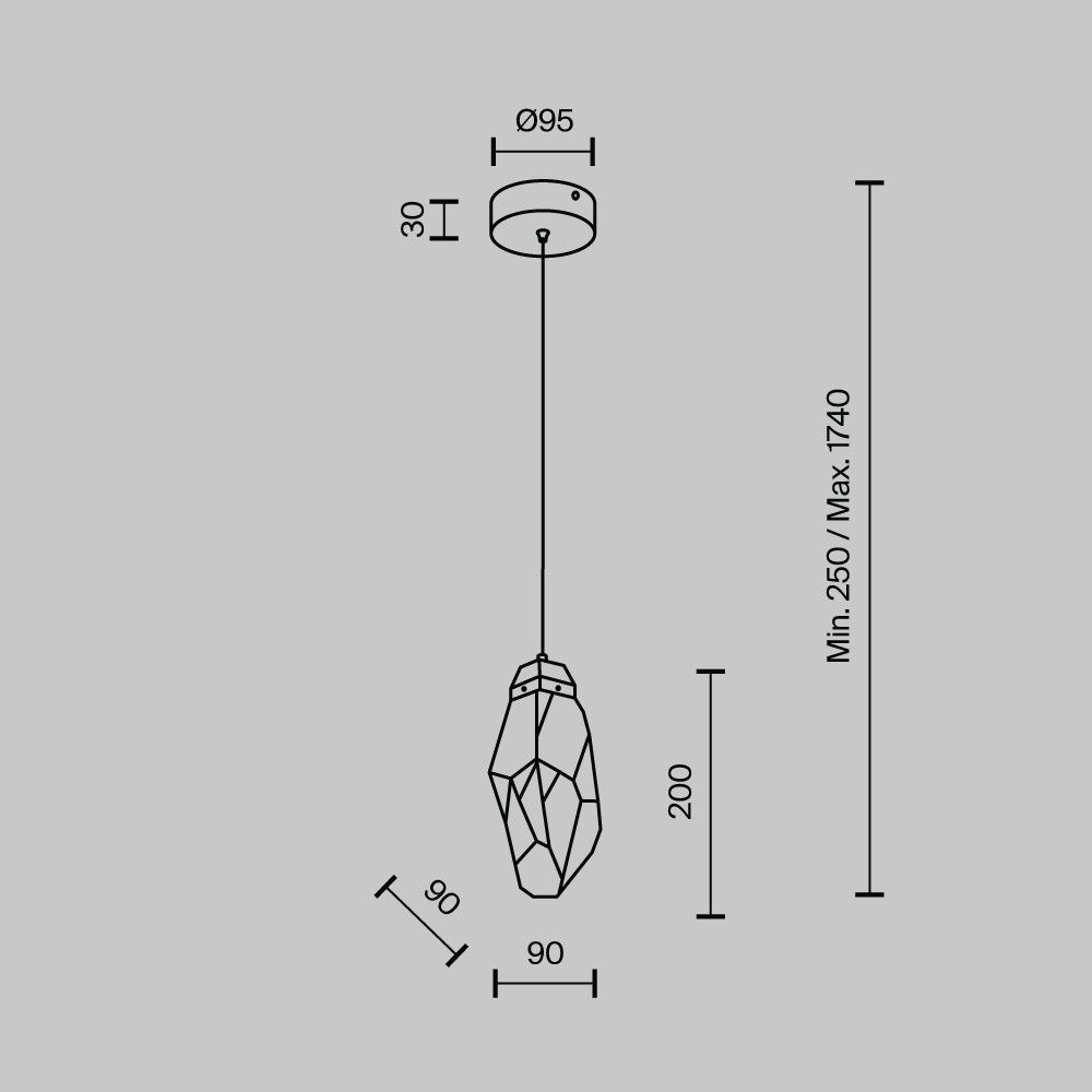 Подвесной светильник 10*9*200 см, COB 6W, 4000K, Хром MODESTYLE MS.89131.1