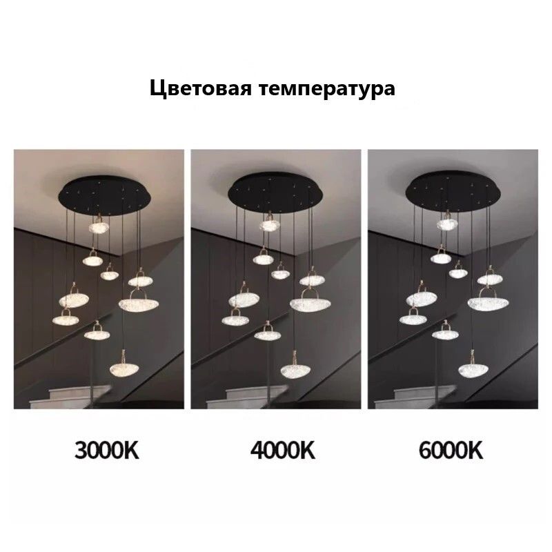 Люстра 2326-7, D500 / Н160 LED, 75W, K, Alva Donna, Чёрный матовый