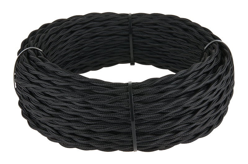 Ретро кабель витой  2х1,5 (черный) 20м, a044155
