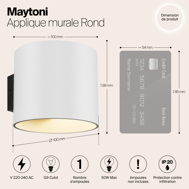 Настенный светильник Maytoni Rond C066WL-01W, белый