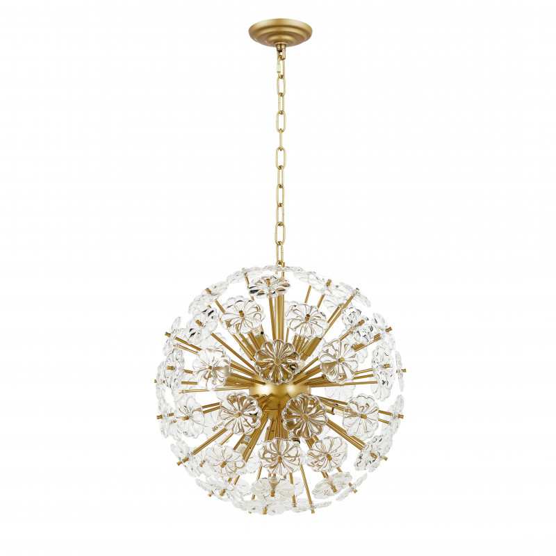 Подвесная люстра Favourite Pienene 2620-16P, D480*H500/1700, Каркас золотого цвета, декоративные элементы из прозрачного стекла