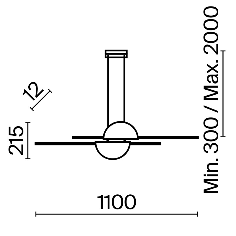 Подвесной светильник 1,8*80 см, LED 2 26W, 4000К, Черный Maytoni Skyline MOD179PL-L26W4K