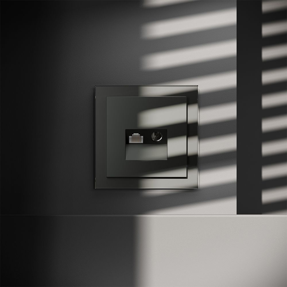 Розетка телевизионная встраиваемая TV+RJ45 кат. 6, титан Voltum S70 VLS060706, Пластик Soft touch