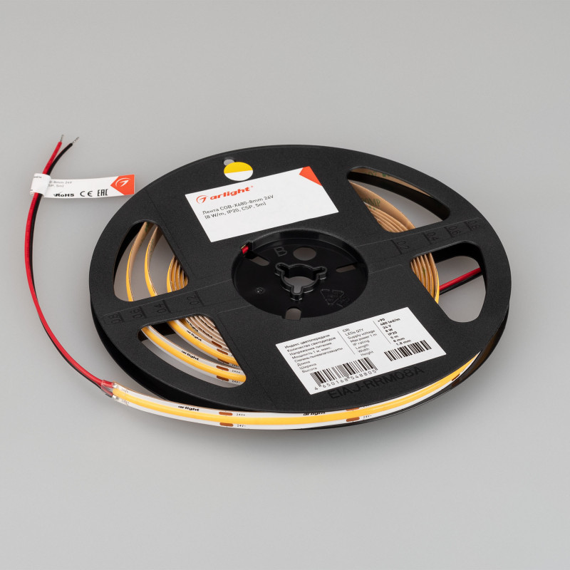 Лента COB-X480-8mm 24V Warm3500 (8 W/m, IP20, CSP, 5m), Arlight 044575. Цена указана за 5 метров. Продается кратно 5 метрам.
