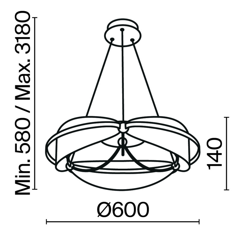 Подвесная люстра 60*60*318 см, LED, 45W, 3000К, Maytoni Breeze MOD281PL-L45BS3K латунный