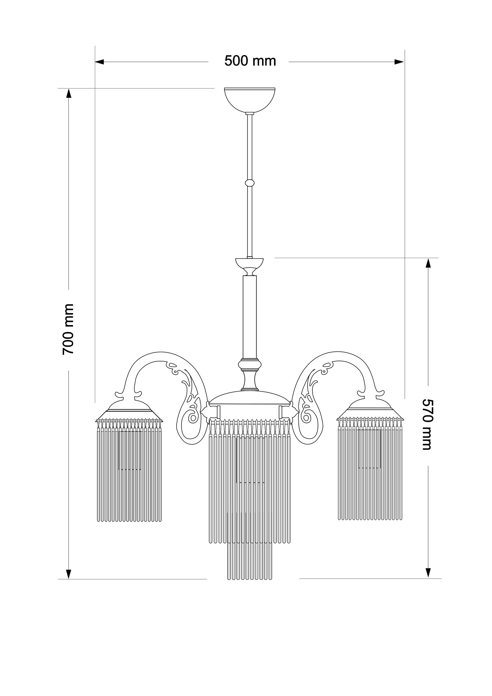 Люстра 4*E27, 50*70 см, Патина Kutek Fiore FIO-ZW-3+1(P)