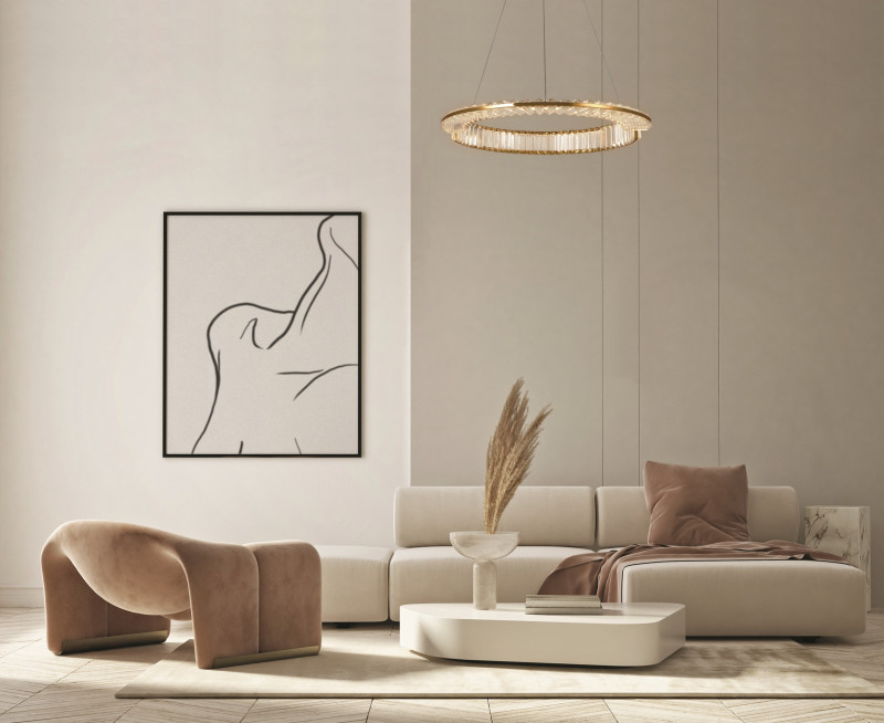 Подвесной светильник 60*60*150 см LED, 36W, 3000К, Maytoni Krone P097PL-L36BS3K1 латунный