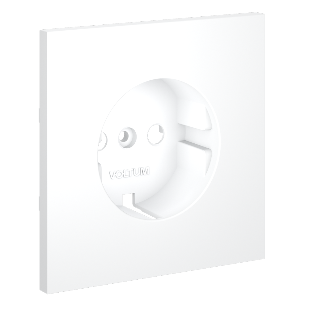 Накладка для розетки с заземлением, белый матовый Voltum S70 VLS000602, Пластик Soft touch