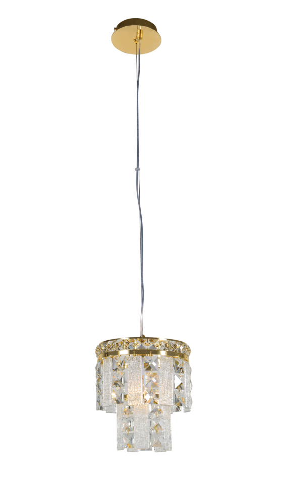 Люстра Ø200 x H250(1250), мм, 1*40W, GOLD+CLEAR (Золото + Прозрачный Хрусталь) NewRgy 2894E/1 GOLD+CLEAR