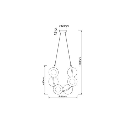 Подвесной светильник 36*44*120 см, 6*E27 шампань Vele Luce Astoria VL5004P61