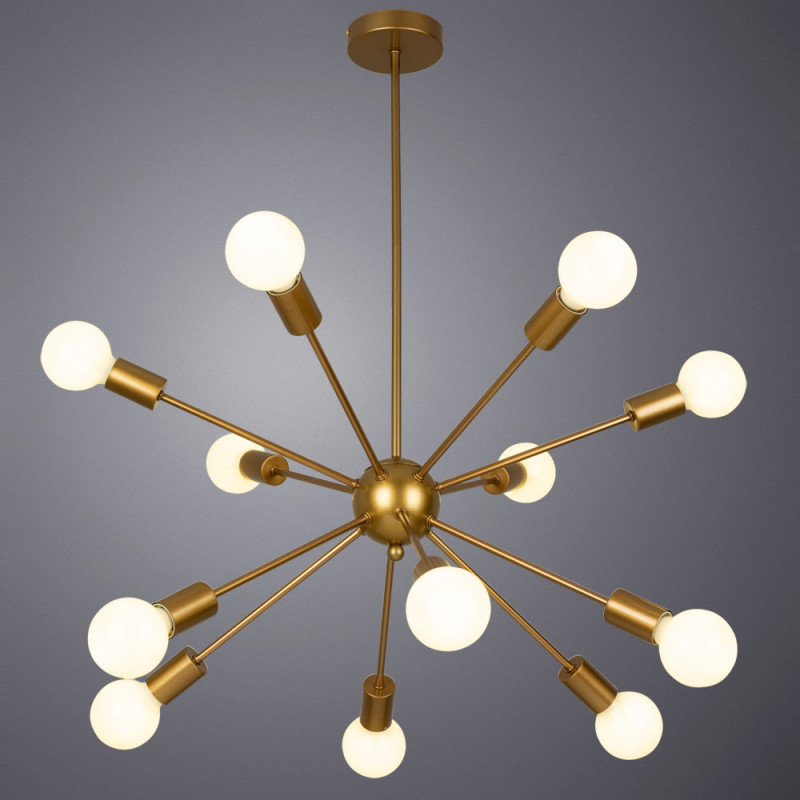 Люстра на штанге Arte Lamp Alastor A6702PL-12PB, диаметр 70 см, полированная медь