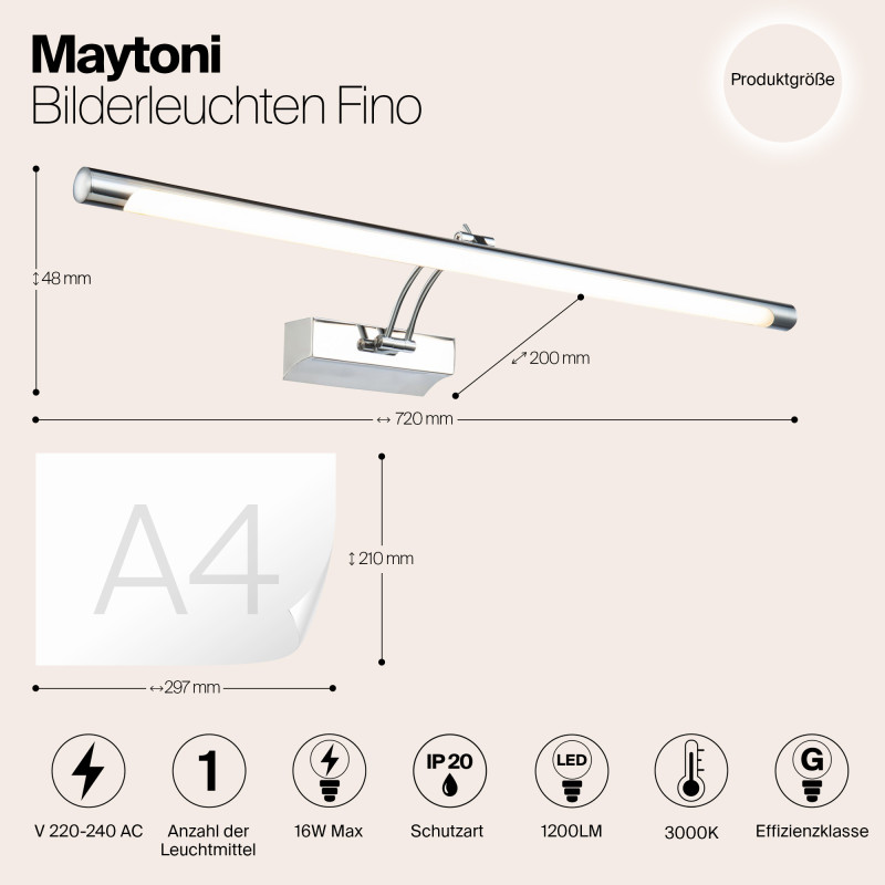 Подсветка 72 см Maytoni Fino MIR003WL-L16CH, хром
