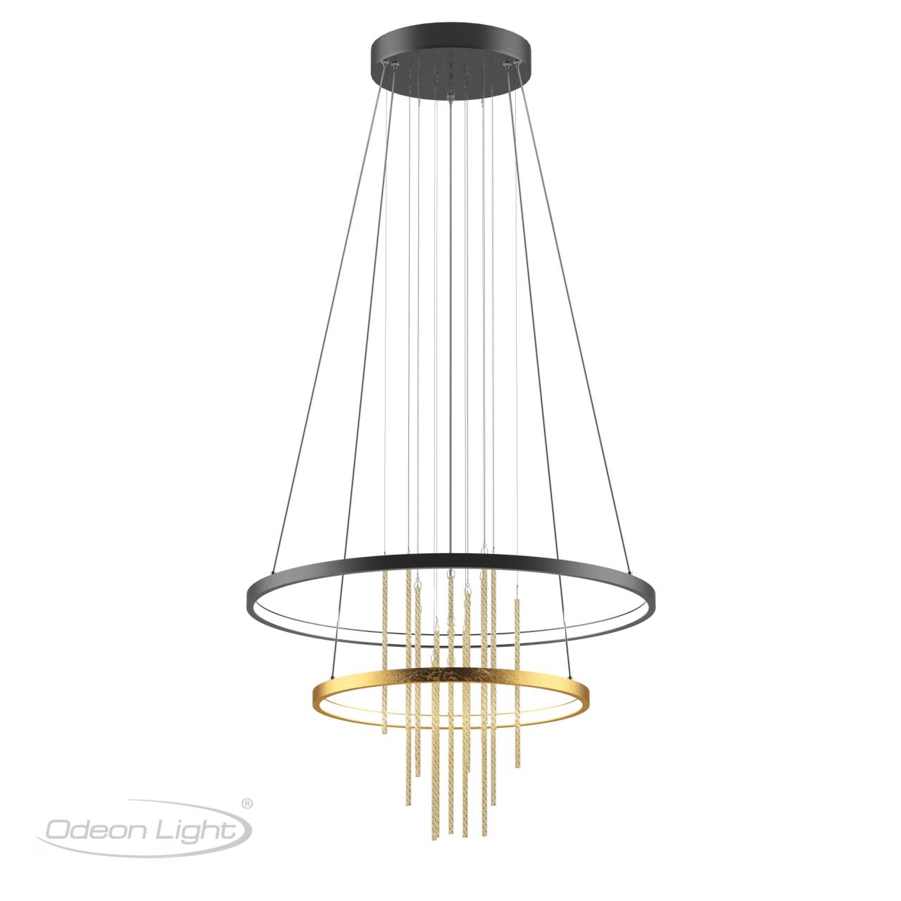 Светильник 60 см, 63W, 4000K Odeon Light Monica 3901/63L, золото-черный