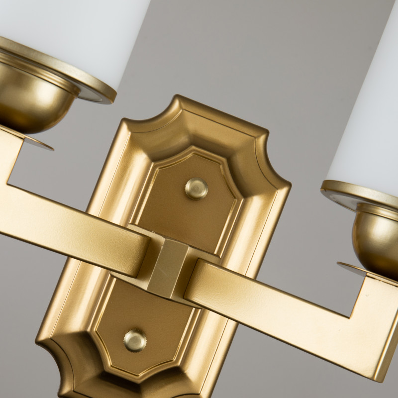 Бра Favourite Sollemnis 2621-2W, D160*W300*H350, латунь, плафоны из белого матового стекла